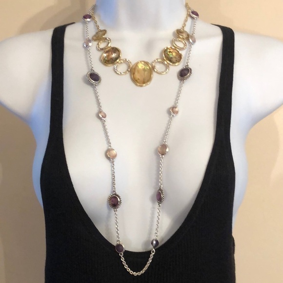 Bundle lot 2 Dana Buchman Dressy Dress Up Statement Layered Look Necklaces - Picture 3 of 5